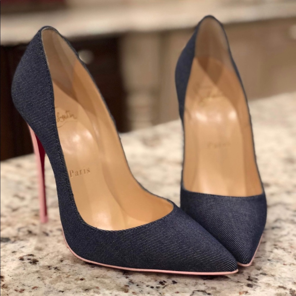 Louboutin So Kate Denim and Pink Pumps
